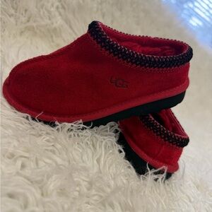UGG Red Infant Slippers with Black Trim